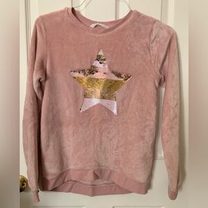 H&M Fleece Sweater Girls Size 14 Plus Sequin Star Pullover Long Sleeve